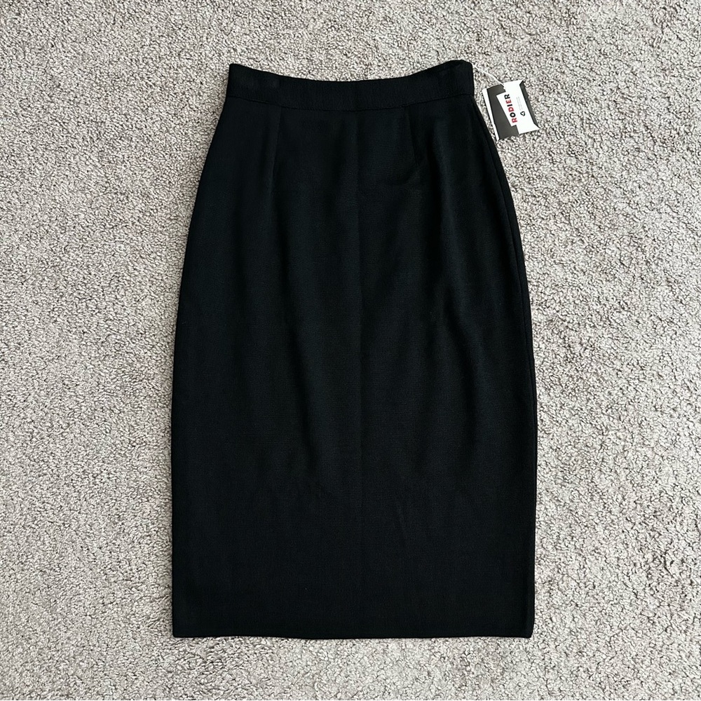 Rodier Kasha Black Knit Wool Blend Skirt Womens 4